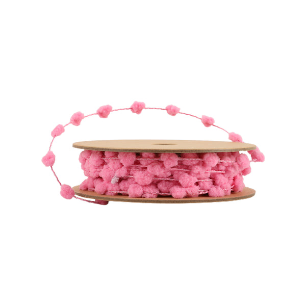 8mm Wired Pom Pom  | Pink | 25 Yard Roll