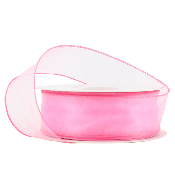 1 1/2" Wired Sheer Ribbon | Hot Pink | 50 Yard Roll