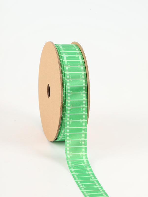 7/8" Printed Grosgrain Ribbon | Football Field on Green | 25 Yard Roll