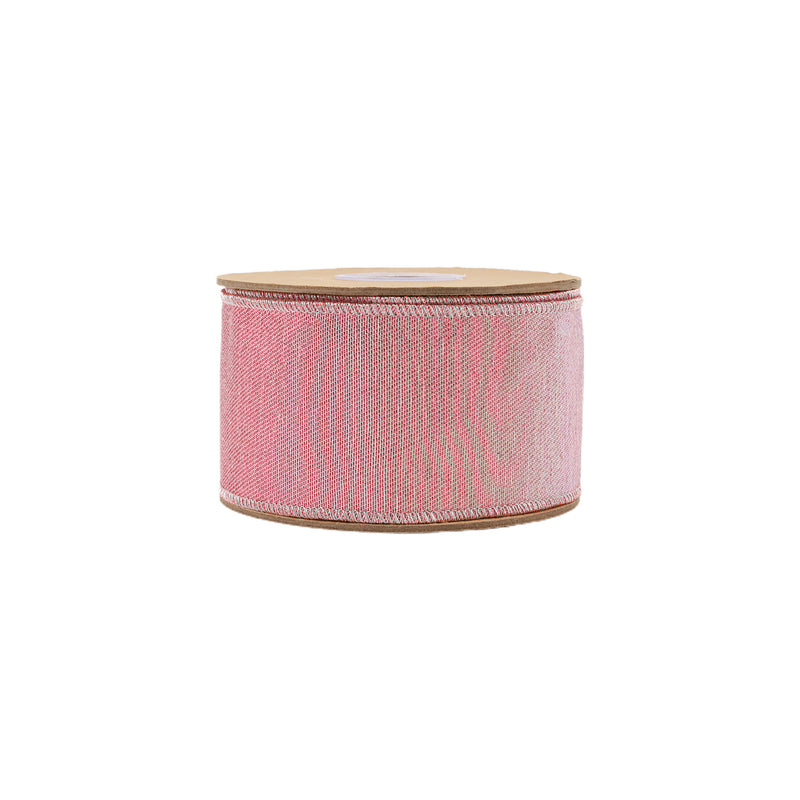 2 1/2" Wired Iridescent Ribbon | Pink Metallic Double-Fused Taffeta Backing | 10 Yard Roll