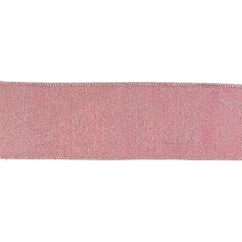 2 1/2" Wired Iridescent Ribbon | Pink Metallic Double-Fused Taffeta Backing | 10 Yard Roll