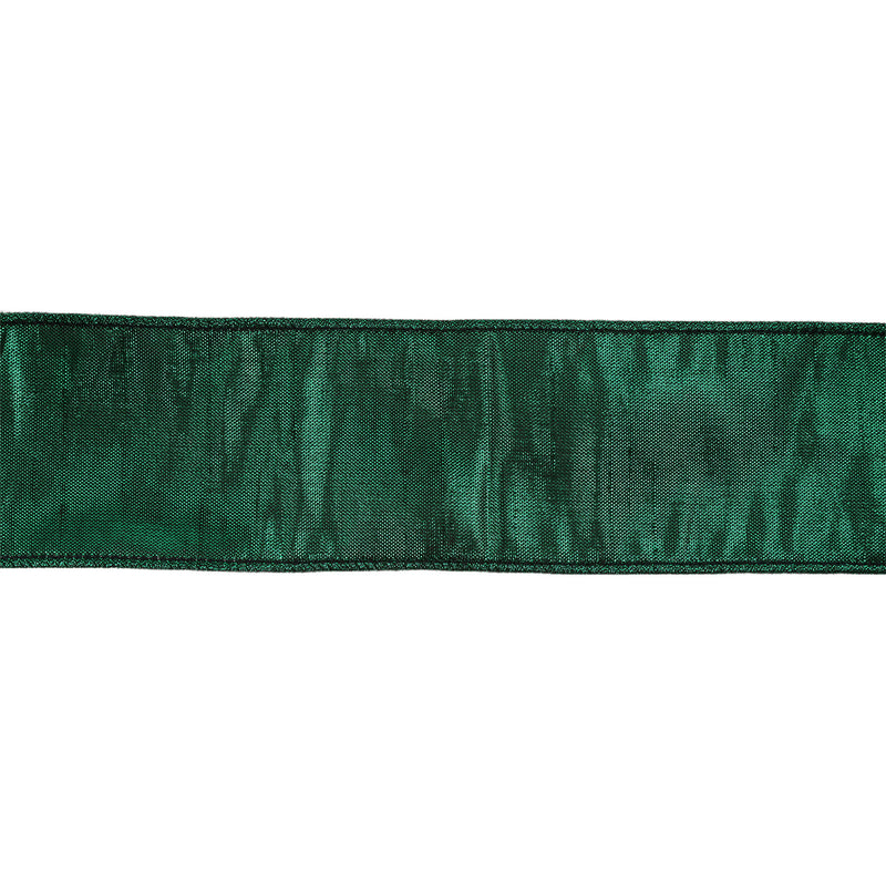 2 1/2" Wired Metallic Dupioni Ribbon | Dark Green | 10 Yard Roll