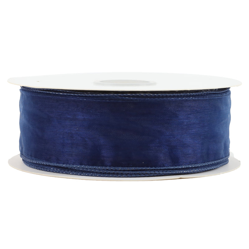 1 1/2" Wired Sheer Ribbon | Navy | 50 Yard Roll