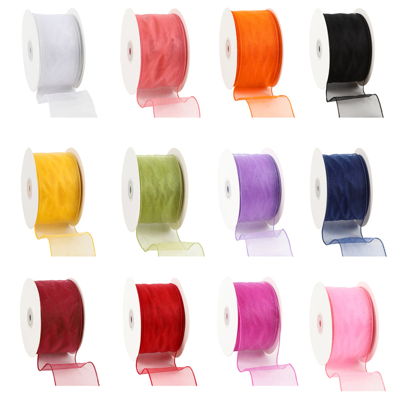 2 1/2" Wired Sheer Ribbon | Rose | 50 Yard Roll