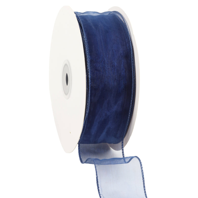 1 1/2" Wired Sheer Ribbon | Navy | 50 Yard Roll