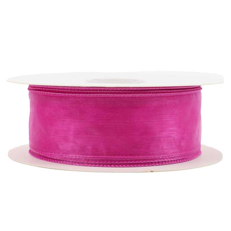 1 1/2" Wired Sheer Ribbon | Fuchsia | 50 Yard Roll