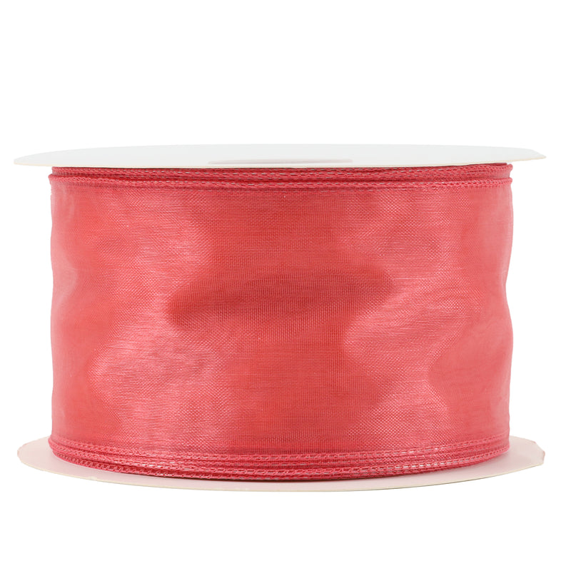 2 1/2" Wired Sheer Ribbon | Rose | 50 Yard Roll