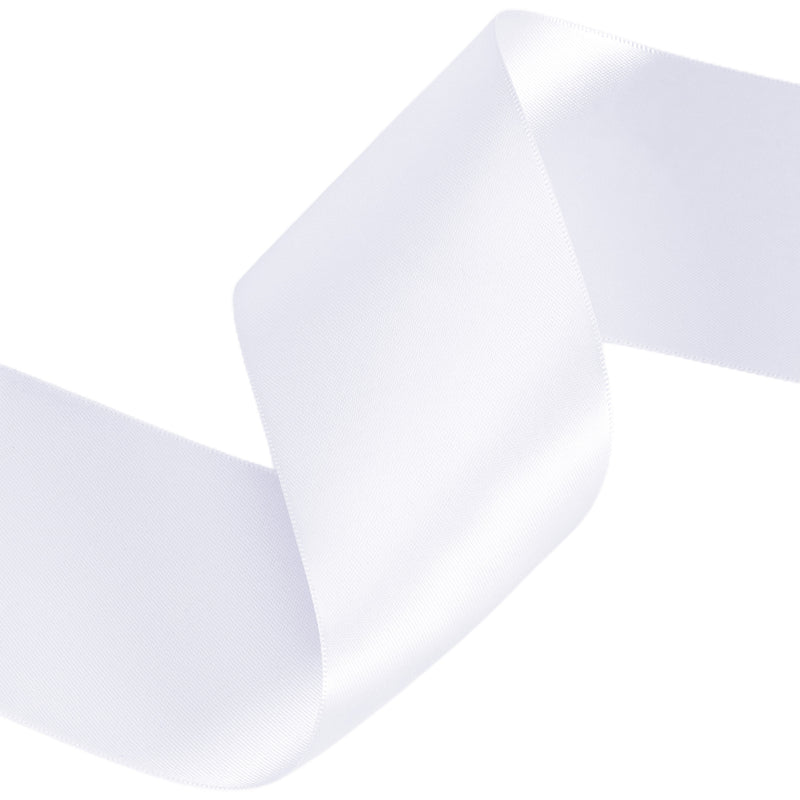 4" Double Face Satin Ribbon | White (029) | 25 Yard Roll
