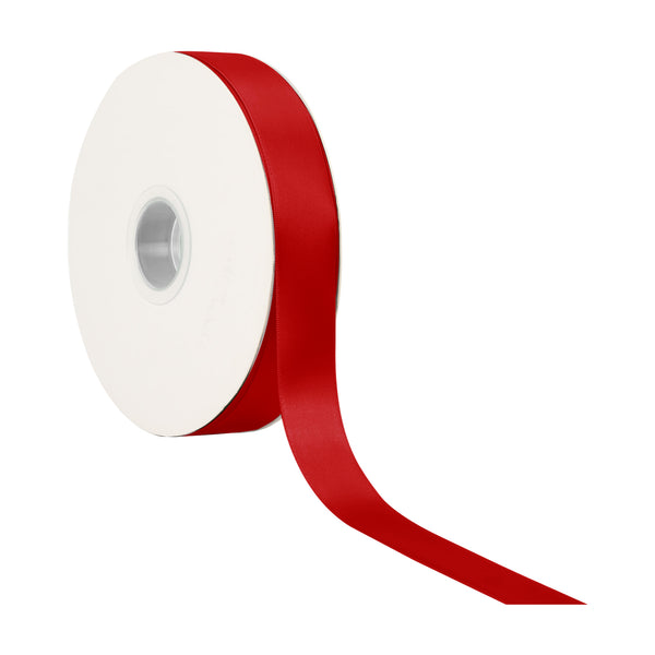 1" Double Face Satin Ribbon | Red (250) | 25 Yard Roll