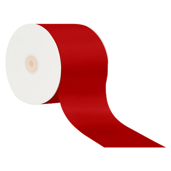 4" Double Face Satin Ribbon | Red (250) | 5 Yard Roll