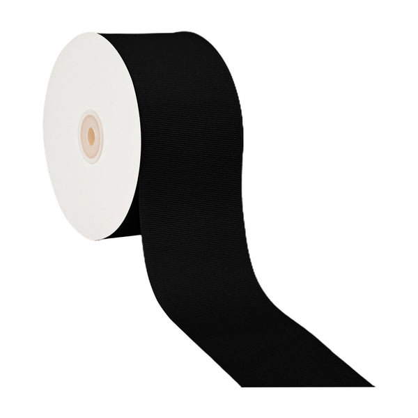 3" Textured Grosgrain Ribbon | Black (030) | 50 Yard Roll