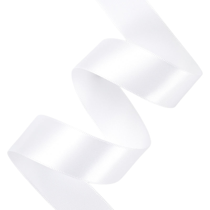 1" Double Face Satin Ribbon | White (029) | 100 Yard Roll