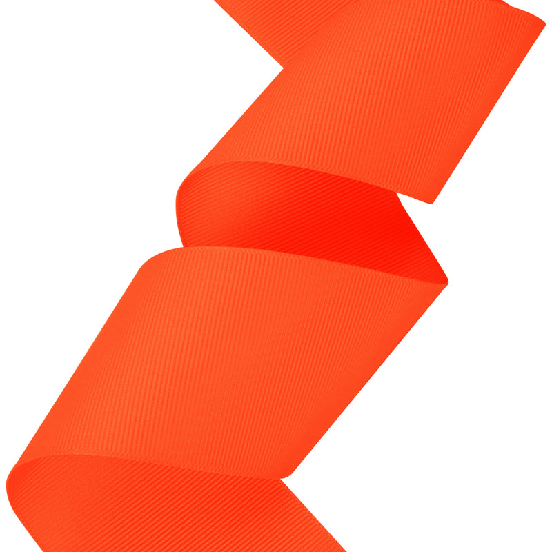 3" Textured Grosgrain Ribbon | Neon Orange (2511) | 50 Yard Roll
