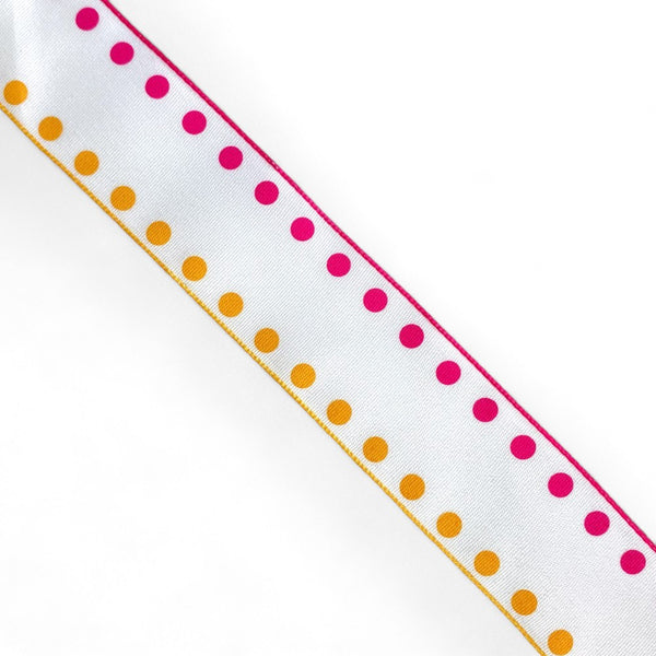 1 1/2" Wired Ribbon | Candy Dot Pink/Orange | 10 Yard Roll