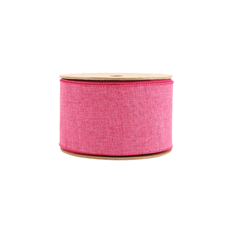 2 1/2 Wired Ribbon | Bright Pink Linen | 10 Yard Roll