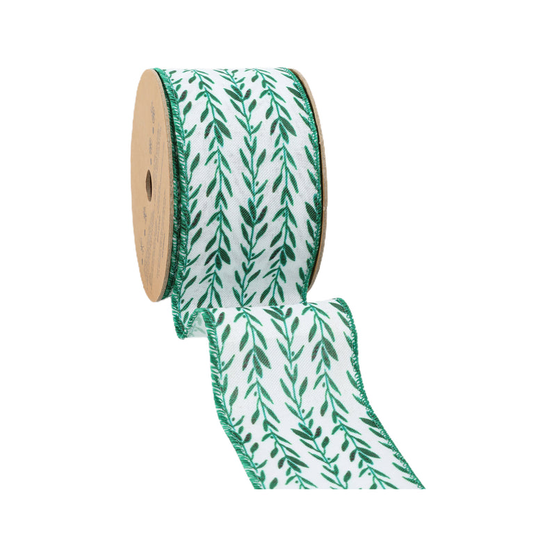 2 1/2" Wired Ribbon | Olive Leaf | 10 Yard Roll