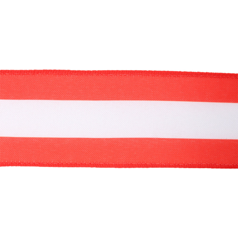 2 1/2 Wired Ribbon | Red/White Flag Stripe | 10 Yard Roll