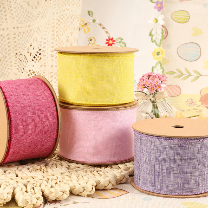 2 1/2 Wired Ribbon | Yellow Linen | 10 Yard Roll