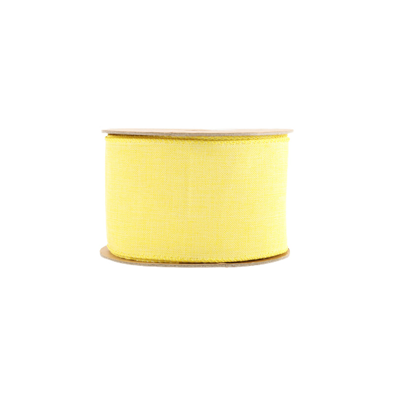 2 1/2 Wired Ribbon | Yellow Linen | 10 Yard Roll