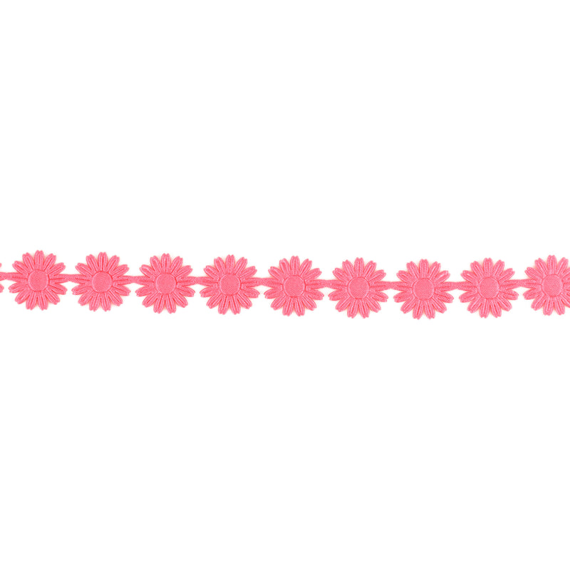 3/4" Ultra Sonic Trim | Daisy Flower Hot Pink | 10 Yard Roll