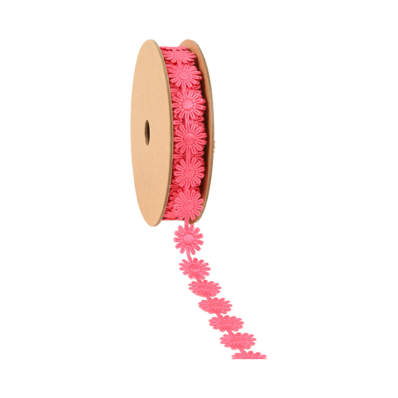 3/4" Ultra Sonic Trim | Daisy Flower Hot Pink | 10 Yard Roll