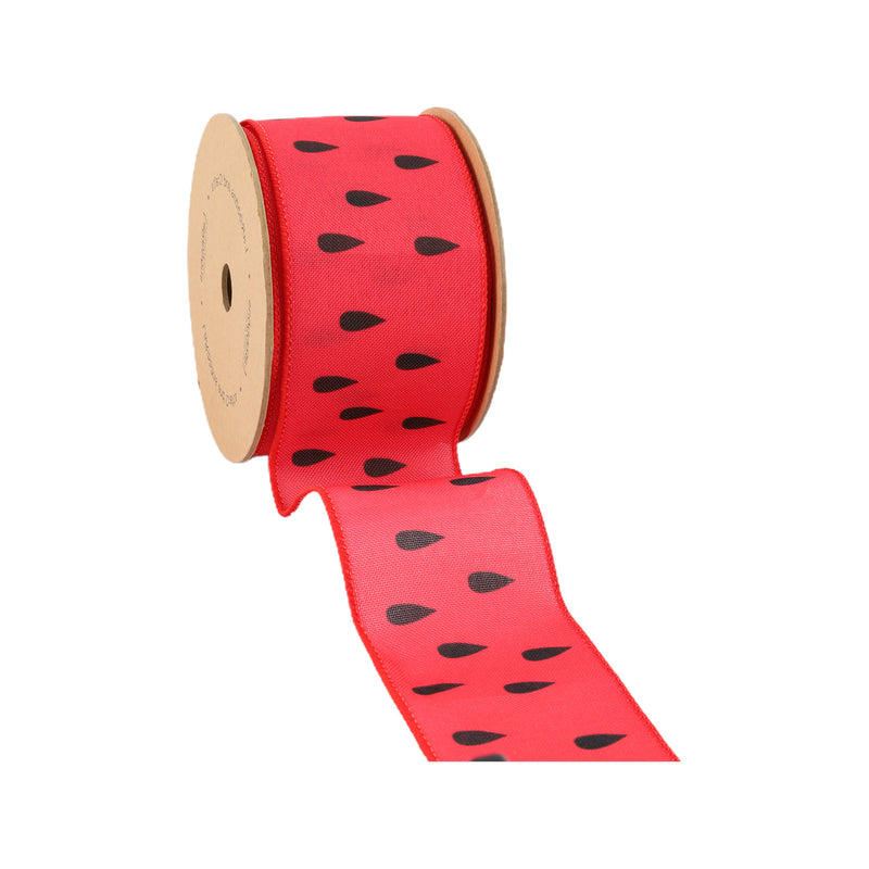 2 1/2" Wired Ribbon | Watermelon Seeds | 10 Yard Roll