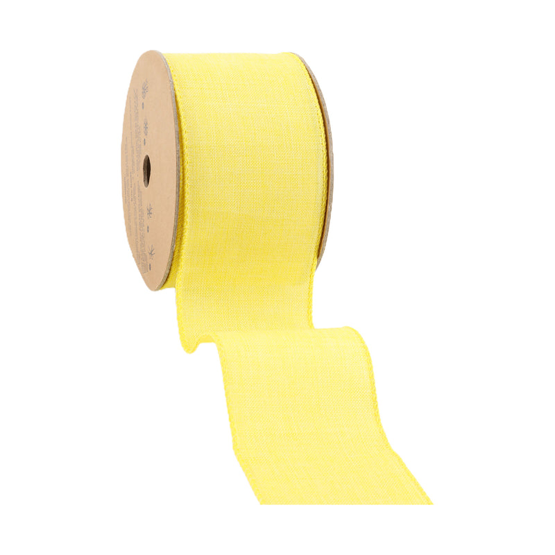 2 1/2 Wired Ribbon | Yellow Linen | 10 Yard Roll