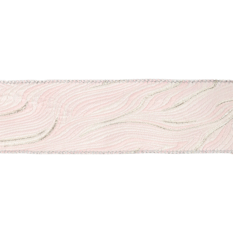 2 1/2" Wired Woven Agate Ribbon | Pink/Silver | 10 Yard Roll