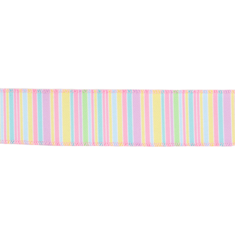 1 1/2" Wired Ribbon | Pastel Horizontal Stripe | 10 Yard Roll