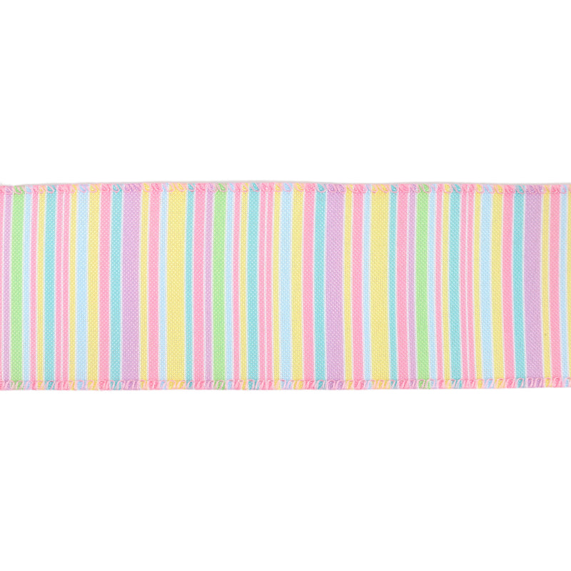 2 1/2" Wired Ribbon | Pastel Horizontal Stripe | 10 Yard Roll