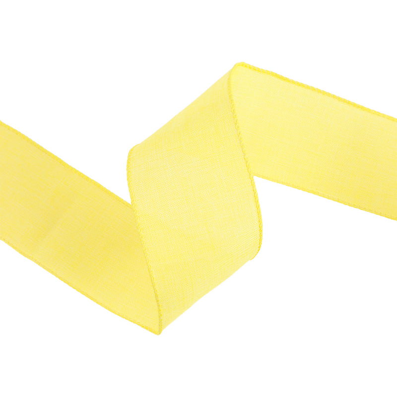 2 1/2 Wired Ribbon | Yellow Linen | 10 Yard Roll