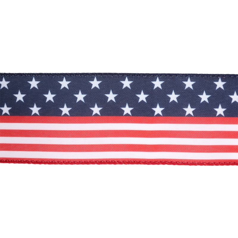 2 1/2 Wired Ribbon | Stars/Stripes Flag | 10 Yard Roll