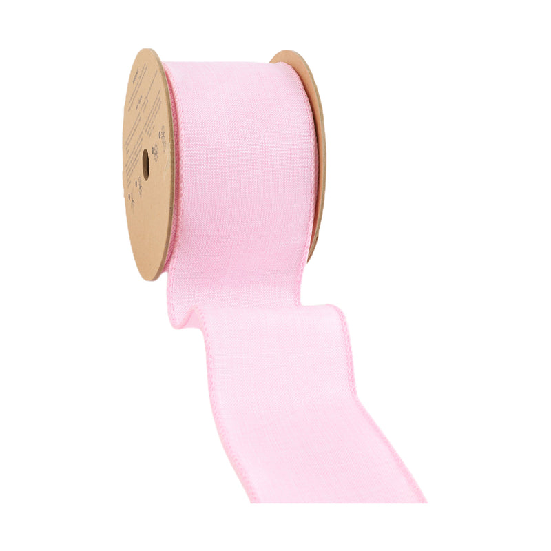 2 1/2 Wired Ribbon | Pale Pink Linen | 10 Yard Roll