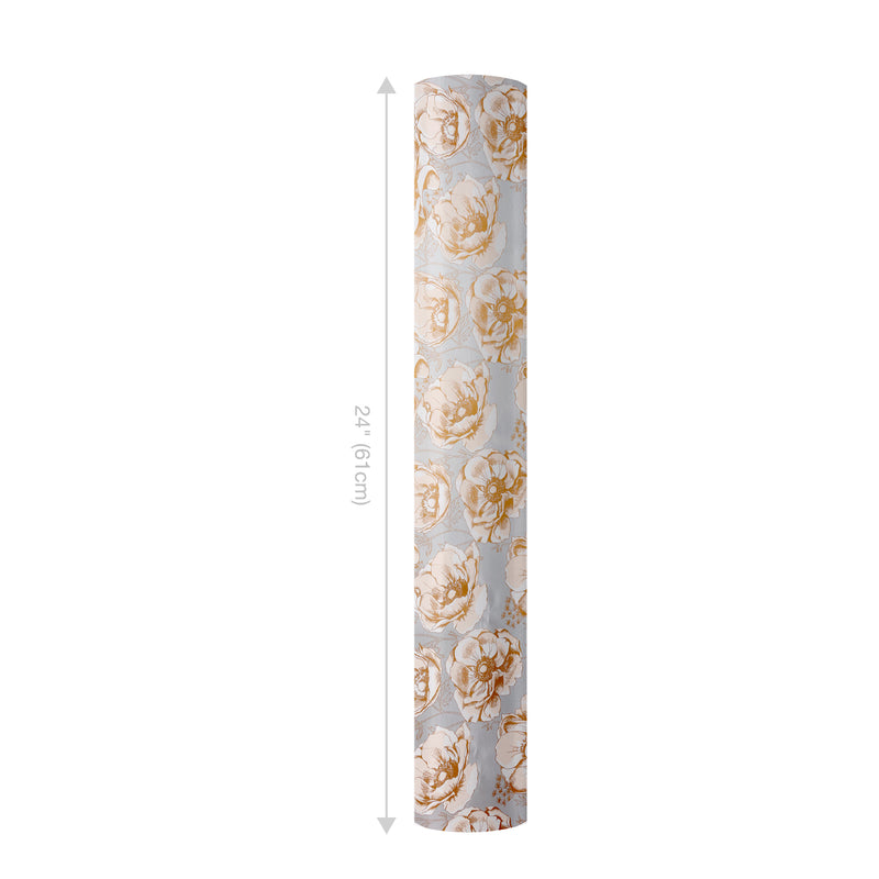 24" x 417' Wrapping Paper Half Ream | Metallic Pearl Finish Floral