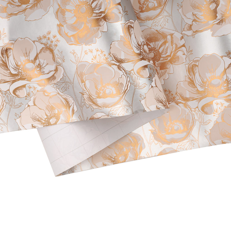 24" x 417' Wrapping Paper Half Ream | Metallic Pearl Finish Floral