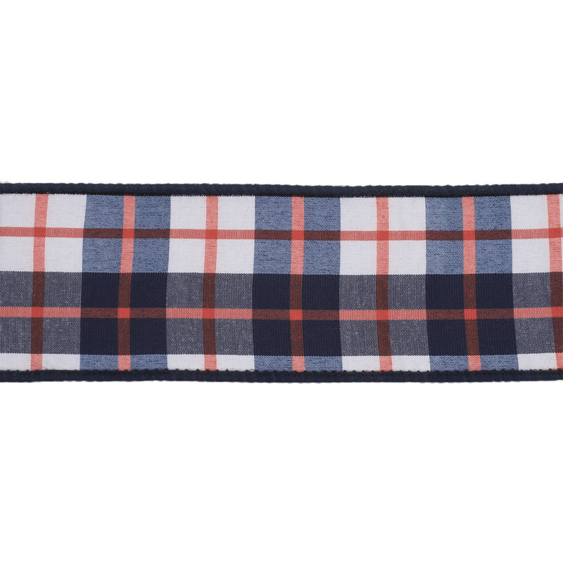 2 1/2" Wired Dupioni Ribbon | Red/White/Blue Plaid | 10 Yard Roll