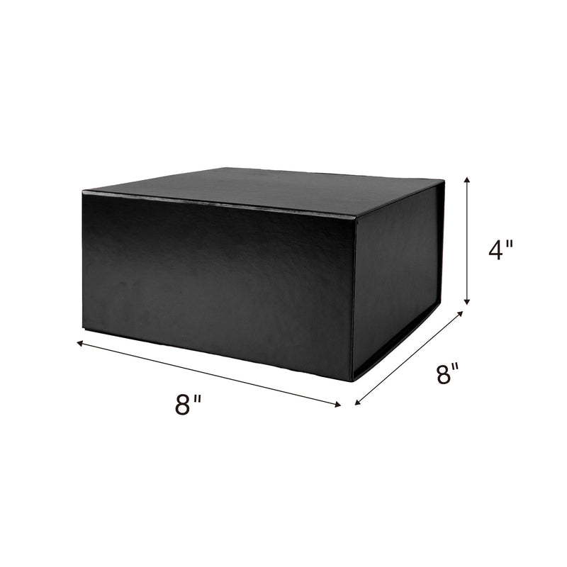 8"x 8"x 4" Collapsable Gift Box w/ Magnetic Square Flap Lid | Matte Black