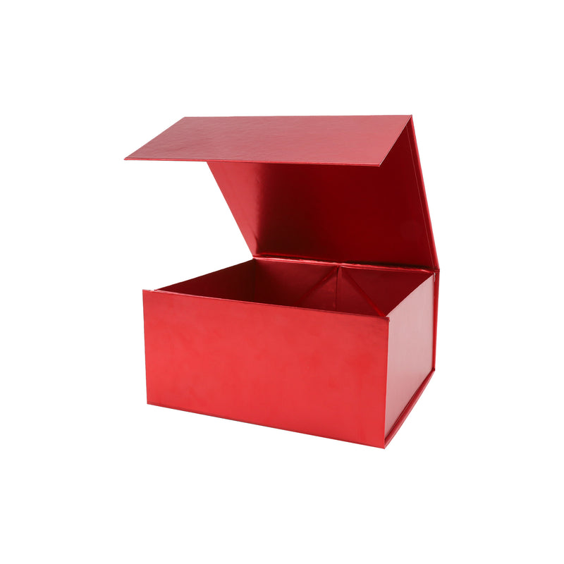 8"x 8"x 4" Collapsable Gift Box w/ Magnetic Square Flap Lid | Matte Red