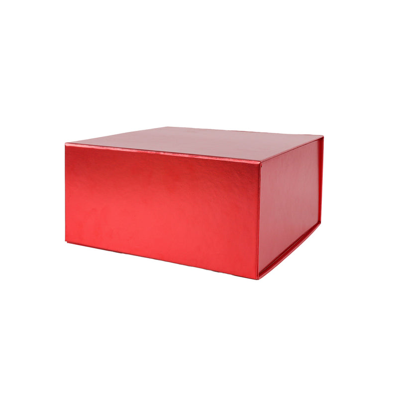 8"x 8"x 4" Collapsable Gift Box w/ Magnetic Square Flap Lid | Matte Red