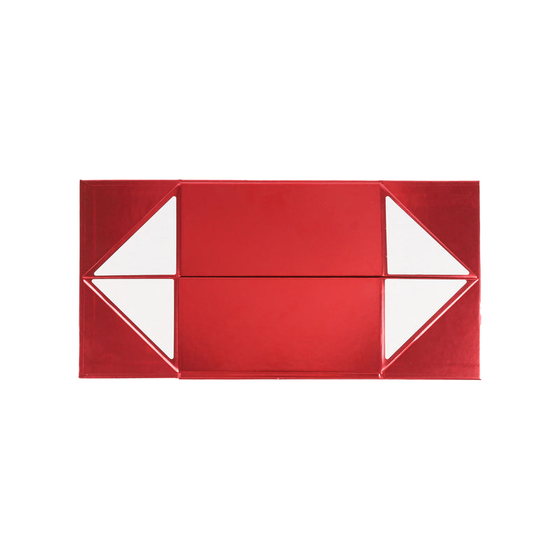 8"x 8"x 4" Collapsable Gift Box w/ Magnetic Square Flap Lid | Matte Red