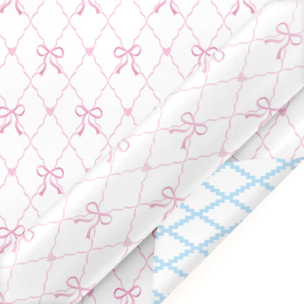 24" x 417’ Reversible Wrapping Paper Half Ream | Baby Quilted Diamond and Ric-Rac