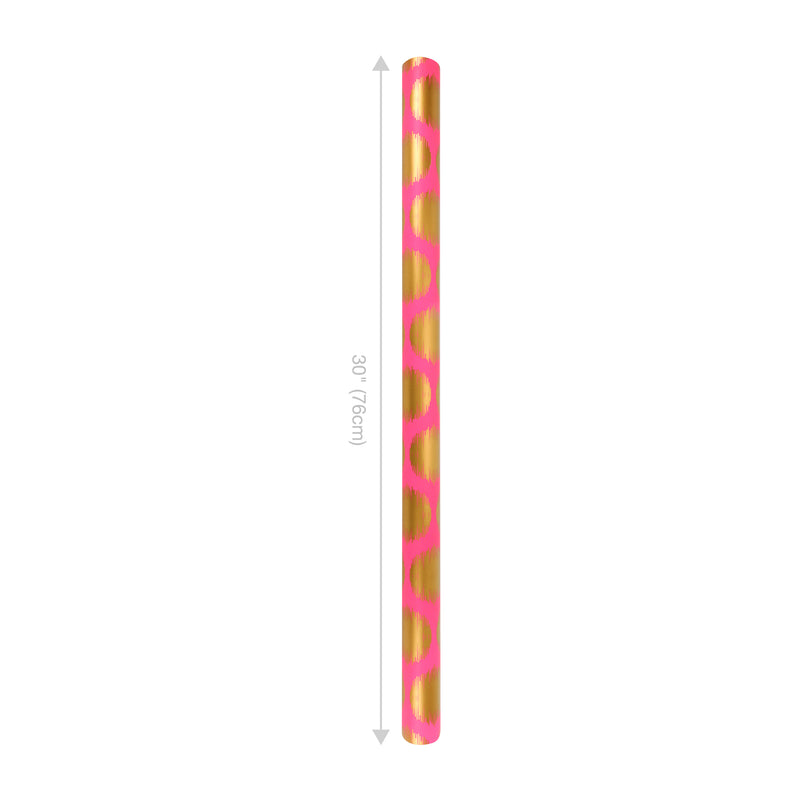 30" x 10' Wrapping Paper | Pink w/ Large Metallic Gold Dot