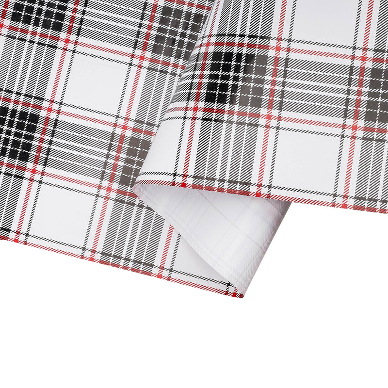 30" x 10' Holiday Wrapping Paper | White/Black Plaid