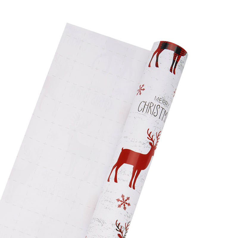 30" x 10' Holiday Wrapping Paper | Buffalo Plaid Stag