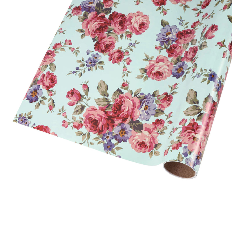 30" x 10' Wrapping Paper | Blue Floral