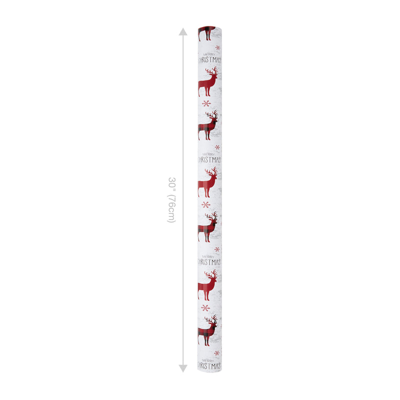 30" x 10' Holiday Wrapping Paper | Buffalo Plaid Stag