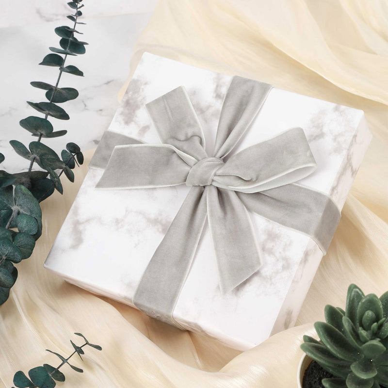 30" x 10' Wrapping Paper | White Marble