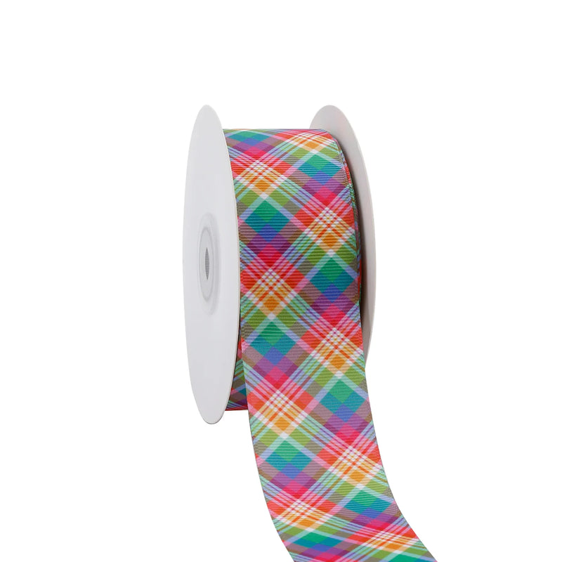 1 1/2" Printed Grosgrain Ribbon | Spring Plaid (10041) | 20 Yard Roll