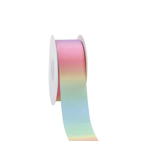 1 1/2" Printed Grosgrain Ribbon | Pastel Rainbow (10038) | 20 Yard Roll