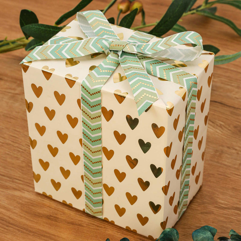 17" x 33' Mini Wrapping Paper | Blush Gold Metallic Heart